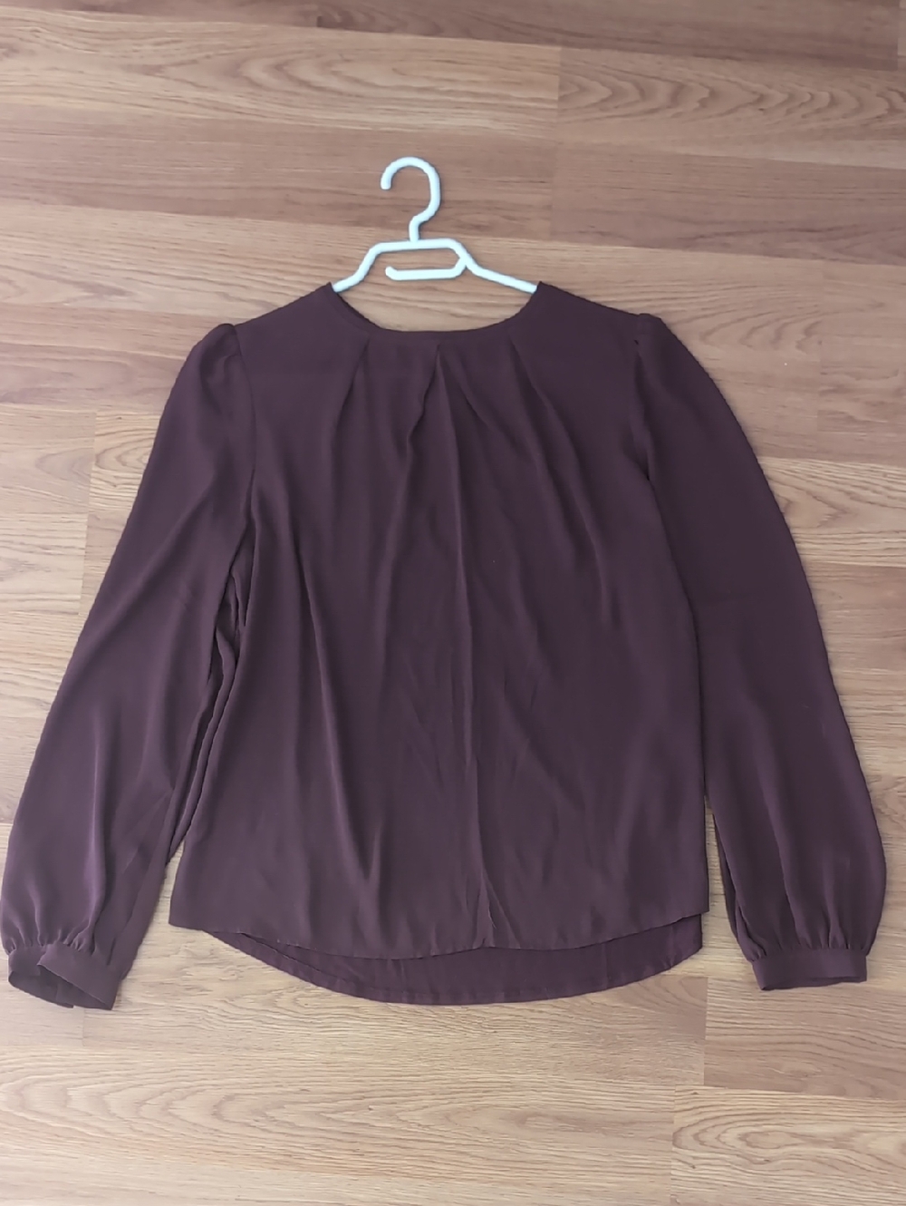 RW&CO. Long-Sleeve Round-Neck Blouse - Plum Brown